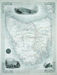 Van Diemens Island or Tasmania, from a Series of World Maps published by John Tallis and Co., London and New York, 1850s