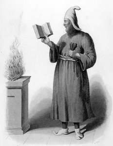 High Priest of the Guebres. Fire-Worshippers, engraved by Le Conte, from World Religion, published by A. Fullarton and Co.
