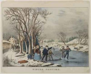Winter Pastime, engraved by Nathanial Currier 1813-88, 1855