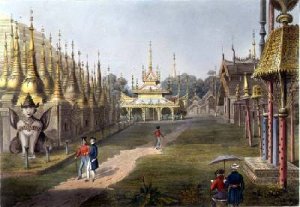 Scene upon the Terrace of the Great Dagon Pagoda at Rangoon Looking Towards the North