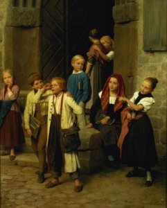 Schoolchildren Watching a Boy Cry 1861