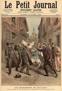 Events in Bulgaria The Assassination of Mr Beltchef in the Presence of Stefan Stambolov 1854-95 from Le Petit Journal 18th April 1891