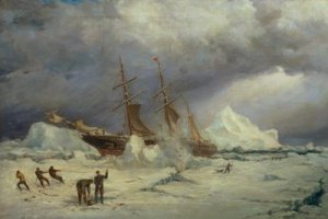 The Pandora Nipped in the Pack in Melville Bay 24th July 1876 an Arctic expedition led by Commander Sir Allen Young 1827-1915 1877