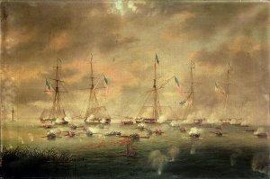 The British and American Fleets Engaged on Lake Borgne