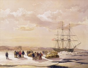 Sledge party leaving HMS Investigator in Mercy Bay under the Command of Lieutenant S Gurney Cresswel