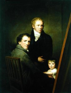 Self portrait with the Foster Daughter Lina Groger and the painter Heinrich Jakob Aldenrath