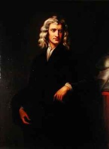 Portrait of Sir Isaac Newton 1642-1727 after an original painting by Sir Godfrey Kneller 1646-1723