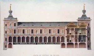 Cross Section of Chateau at Ronse Belgium from Choix des Monuments Edifices et Maisons les plus remarquables du Royaume des Pays Bas