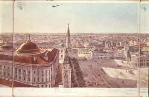 Panorama of Moscow depicting the former Senate Palace now the Cabinet Office the Kremlin fortifications and Red Square