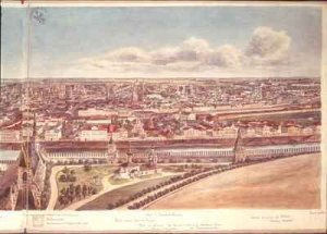 Panorama of Moscow depicting the Kremlin Walls and the Moskva River