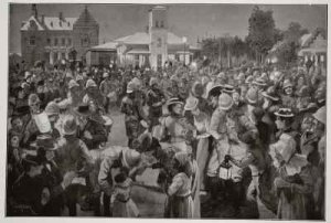 The British Occupation of Bloemfontein  An evening concert in market square by the pipes of the Highland Brigade