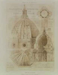 Plan Section and Elevation of Florence Cathedral from Fragments dArchitecture du Moyen Age et de la Renaissance