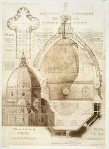 Plan Section and Elevation of Florence Cathedral from Fragments dArchitecture du Moyen Age et de la Renaissance 2