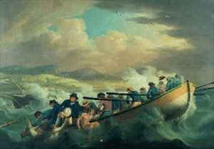 Survivors from a shipwreck off the Isle of Wight being rescued by the crew of HMS Juno