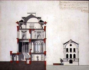 Cross section of a Neo Classical Villa for a Gentleman