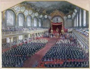 Opening of the Legislative Session in the throne room of the Louvre by Napoleon III on 7th February 1859