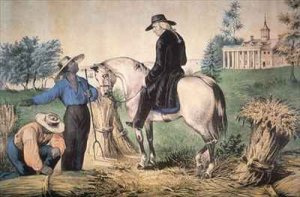 George Washington 1732-99 on his Mount Vernon estate with his black field workers in 1757