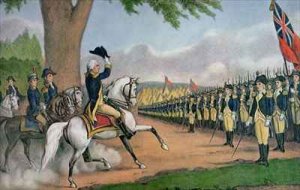 George Washington 1732-99 taking command of the American Army at Cambridge Massachusetts