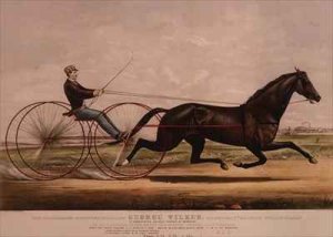 The Celebrated Trotting Stallion George Wilkes as he appeared in his great wagon race against Lady Thorne