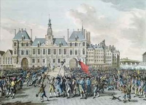 The Heads of Launay and Flesselles Promenaded before the Hotel de Ville