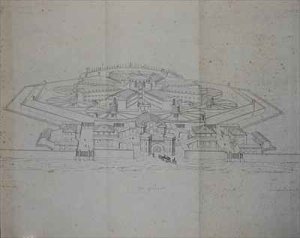 Design for a cellular prison for 585 prisoners